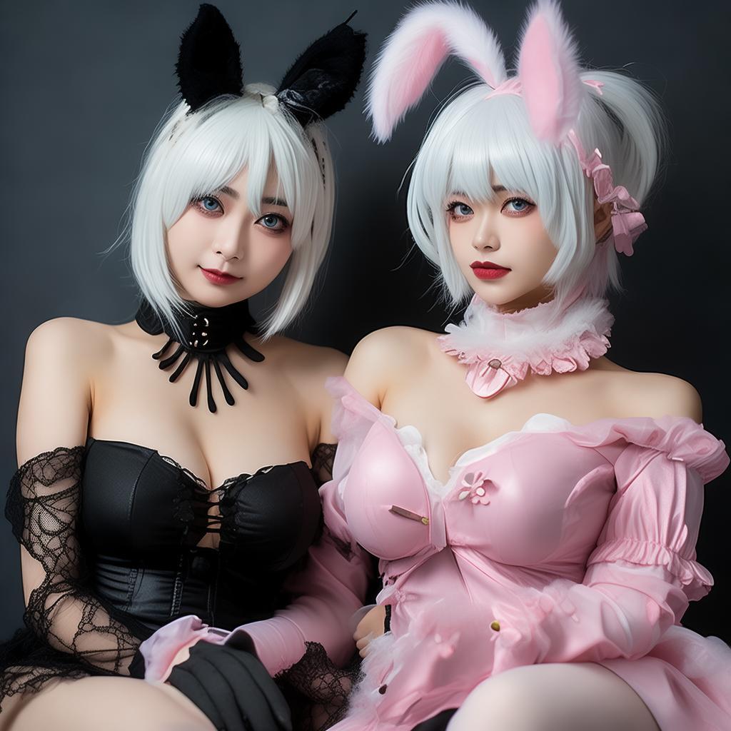 猫与兔的奇妙碰撞：日奈娇双人兔女郎写真套图，在线欣赏！-YYvideo